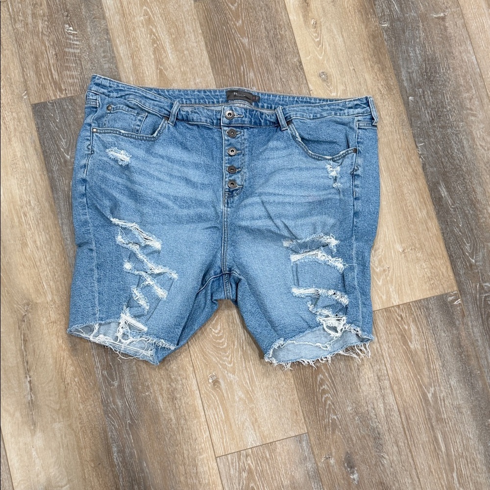 Torrid Light Blue Ripped Jean Shorts